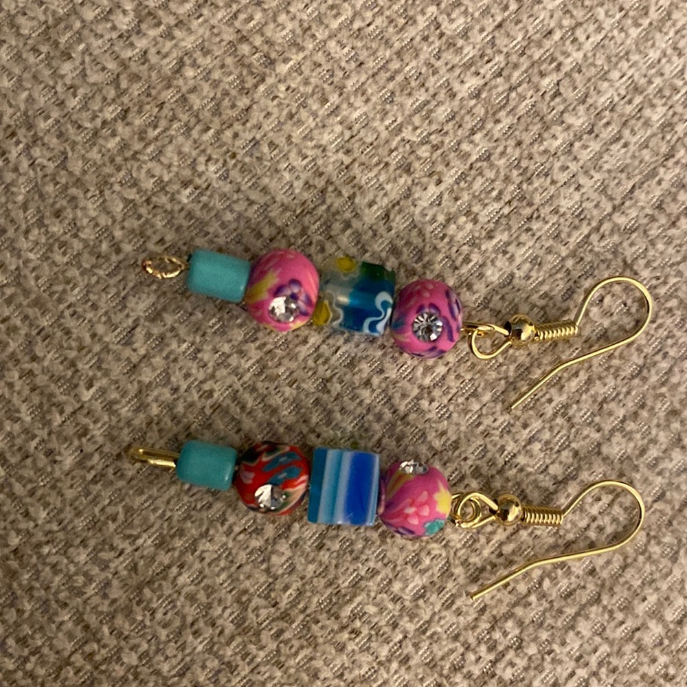 Beaded earrings…gold fastenings